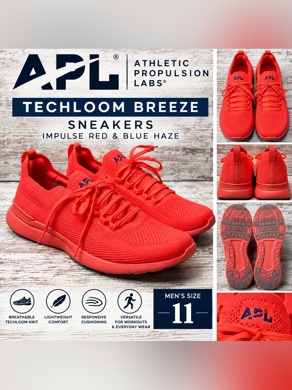 APL Athletic Propulsion Labs TechLoom Breeze Impulse Red Blue Haze Women’s Sz 11